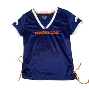 Team Apparel Navy blue & orange V-neck W/ bling collar line Denver Bronco's SZ M